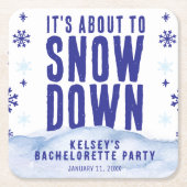 Dessous-de-verre Carré En Papier Fête de Bachelorette Ski Hiver Neige Flocon de Nei (Devant)