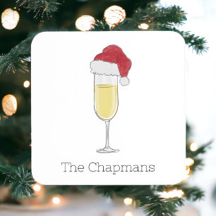 Dessous-de-verre Carré En Papier Fête de champagne Noël Santa Hat