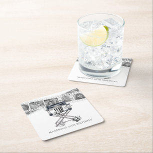 Dessous-de-verre Carré En Papier Fête de cinéma vintage Adulte Anniversaire Personn