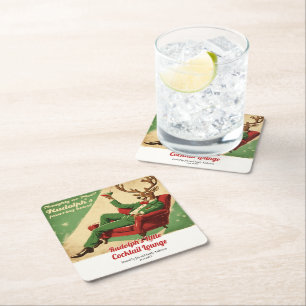 Dessous-de-verre Carré En Papier Fête de Cocktail Vintage Drôle Rétro Noël