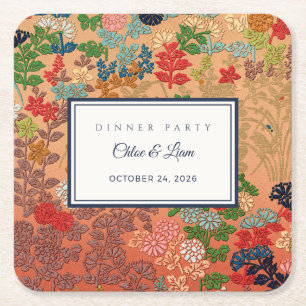 Dessous-de-verre Carré En Papier Fête de dîner personnalisée Art floral japonais vi