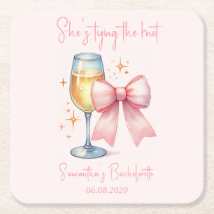 Dessous-de-verre Carré En Papier Fête de Fiançailles Mignonne Arc Rose