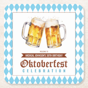 Dessous-de-verre Carré En Papier Fête de la bière Oktoberfest fête d'anniversaire