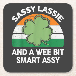 Dessous-de-verre Carré En Papier Fête de la Saint-Patrick Sassy Lassie Drôle Shamro