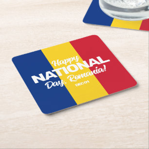 Dessous-de-verre Carré En Papier Fête de l'Indépendance de Roumanie Pavillon nation