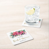 Dessous-de-verre Carré En Papier Fête de mariage avec poinsettia rose pour Noël (En situation)