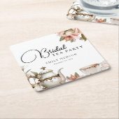 Dessous-de-verre Carré En Papier Fête de mariage élégante à thé (Incliné)