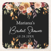 Dessous-de-verre Carré En Papier Fête de mariage floral automne noir (Devant)