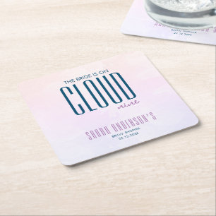 Dessous-de-verre Carré En Papier Fête de mariage moderne violet bleu Cloud Nine