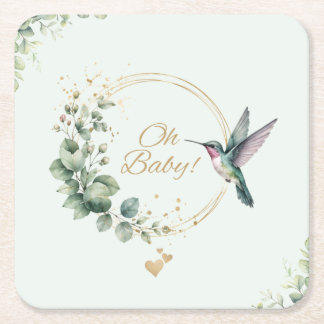 Dessous-de-verre Carré En Papier **Fête de naissance à l'aquarelle Eucalyptus Colib