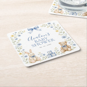 Dessous-de-verre Carré En Papier Fête de naissance de la nurserie de lapin d'ours e