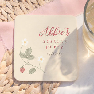 Dessous-de-verre Carré En Papier Fête de naissance Fille thème Baies & Fleurs emboî