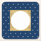 Dessous-de-verre Carré En Papier Fête de Noël Blue Stars (Devant)