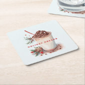 Dessous-de-verre Carré En Papier Fête de Noël Café Mingle (Incliné)