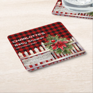 Dessous-de-verre Carré En Papier Fête de Noël clôture plaid de Buffalo Baby Shower