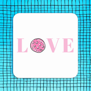 Dessous-de-verre Carré En Papier Fête de pickleball rose élégant LOVE