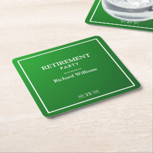 Dessous-de-verre Carré En Papier Fête de retraite Formel Classique Vert Blanc