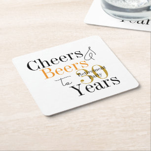 Dessous-de-verre Carré En Papier Fête de retraite minimale 30 ans Cheers Beers