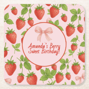 Dessous-de-verre Carré En Papier Fête des Anniversaires de enfants de fraises -