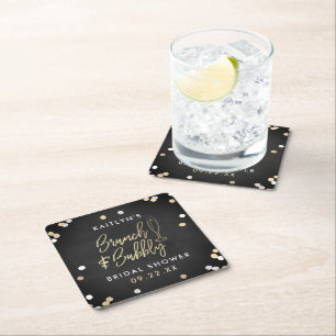 Dessous-de-verre Carré En Papier Fête des mariées Brunch & Bubbly Confetti