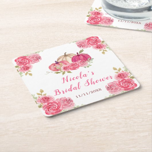Dessous-de-verre Carré En Papier Fête des mariées Citrouille rose chaud (Incliné)