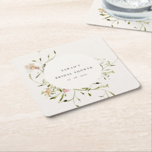 Dessous-de-verre Carré En Papier Fête des mariées de germe florale de prairie molle