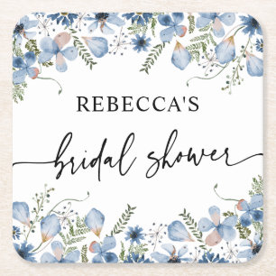 Dessous-de-verre Carré En Papier Fête des mariées Fleur sauvage Dusty Blue