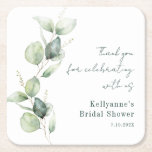 Dessous-de-verre Carré En Papier Fête des mariées moderne d'aquarelle Eucalyptus<br><div class="desc">Eucalyptus Verdure Merci Fête des mariées dessous de verre papier que vous pouvez facilement customiser pour votre événement spécial et des occasions annuelles.</div>
