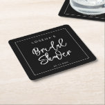 Dessous-de-verre Carré En Papier Fête des mariées noire contemporaine<br><div class="desc">Une typographie audacieuse et tendance pour votre papeterie de fête,  simple mais élégante avec un thème noir et blanc. Entièrement personnalisable : vous pouvez modifier les couleurs de la police et de l'arrière - plan si nécessaire.</div>