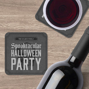 Dessous-de-verre Carré En Papier Fête d'Halloween Grise Tête de Mort Spooktacular