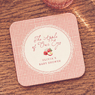 Dessous-de-verre Carré En Papier Fête Prénatale Apple Of Our Eye Rouge Vichy