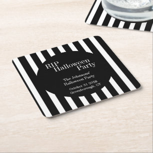 Dessous-de-verre Carré En Papier Fête RIP Halloween rayure noir et blanc