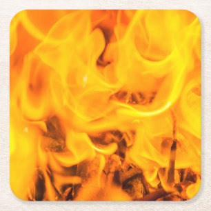 Dessous-de-verre Carré En Papier Feu et flammes