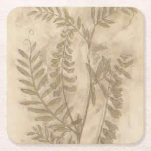 Dessous-de-verre Carré En Papier Feuillage doré I