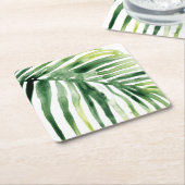 Dessous-de-verre Carré En Papier Feuille de bijou tropicale (Incliné)