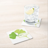 Dessous-de-verre Carré En Papier Feuille de Ginkgo (En situation)