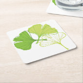 Dessous-de-verre Carré En Papier Feuille de Ginkgo (Incliné)