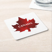 Dessous-de-verre Carré En Papier Feuille d'érable rouge du CANADA (Incliné)