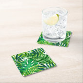 Dessous-de-verre Carré En Papier Feuille tropical vert (En situation)