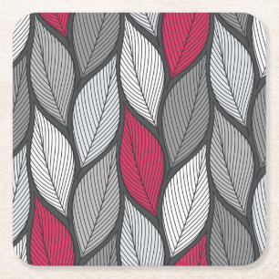 Dessous-de-verre Carré En Papier Feuilles colorés : motif sans couture dessiné à la