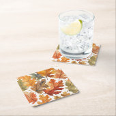 Dessous-de-verre Carré En Papier Feuilles d'automne aquarelle (En situation)