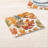Dessous-de-verre Carré En Papier Feuilles d'automne aquarelle (Incliné)