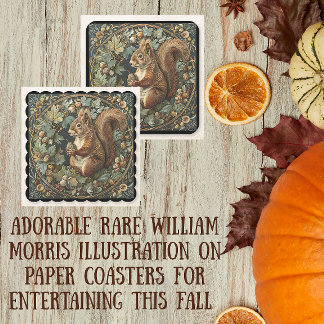 Dessous-de-verre Carré En Papier Feuilles d'automne et baies d'écureuil de William
