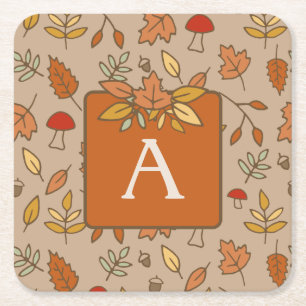 Dessous-de-verre Carré En Papier Feuilles d'automne Monogram Thanksgiving