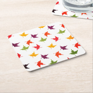 Dessous-de-verre Carré En Papier Feuilles d'automne simples Feuille colorés