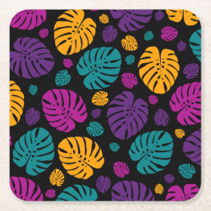 Dessous-de-verre Carré En Papier Feuilles de palmiers colorés