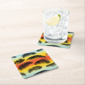 Dessous-de-verre Carré En Papier Feuilles de palmiers : motif sans soudure. (En situation)