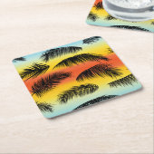 Dessous-de-verre Carré En Papier Feuilles de palmiers : motif sans soudure. (Incliné)