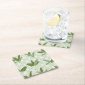 Dessous-de-verre Carré En Papier Feuilles de palmiers tropicaux (En situation)