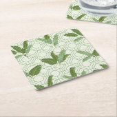 Dessous-de-verre Carré En Papier Feuilles de palmiers tropicaux (Incliné)